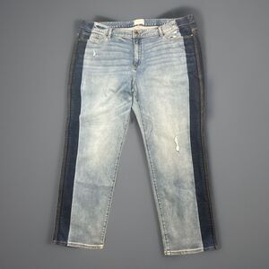Lane Bryant Classic Straight Leg Two-Tone Distress Jeans Size 26